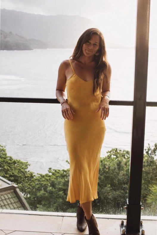 Mulberry Silk Slip Dress in Mango-Dress-Ocean Prairie-S-Orange Poppy-Urbanheer