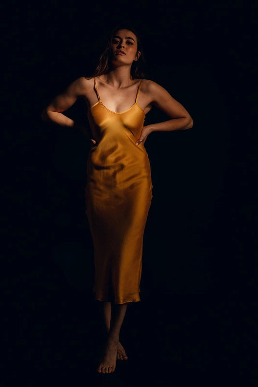 Mulberry Silk Slip Dress in Mango-Dress-Ocean Prairie-S-Orange Poppy-Urbanheer