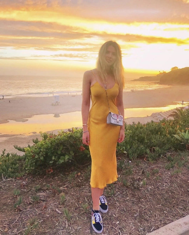 Mulberry Silk Slip Dress in Mango-Dress-Ocean Prairie-S-Orange Poppy-Urbanheer