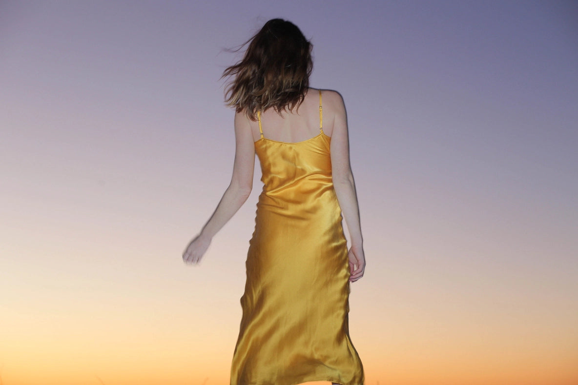 Mulberry Silk Slip Dress in Mango-Dress-Ocean Prairie-S-Orange Poppy-Urbanheer