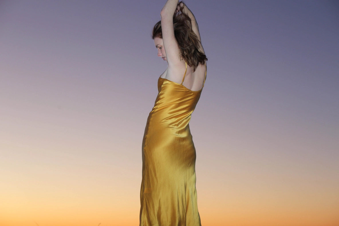 Mulberry Silk Slip Dress in Mango-Dress-Ocean Prairie-S-Orange Poppy-Urbanheer