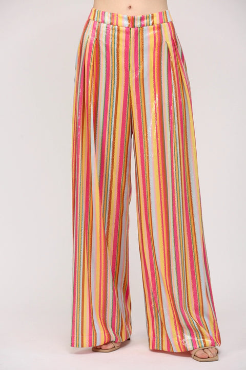 Multi Color Sequin Wide Leg Pants