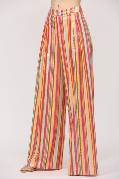 Multi Color Sequin Wide Leg Pants