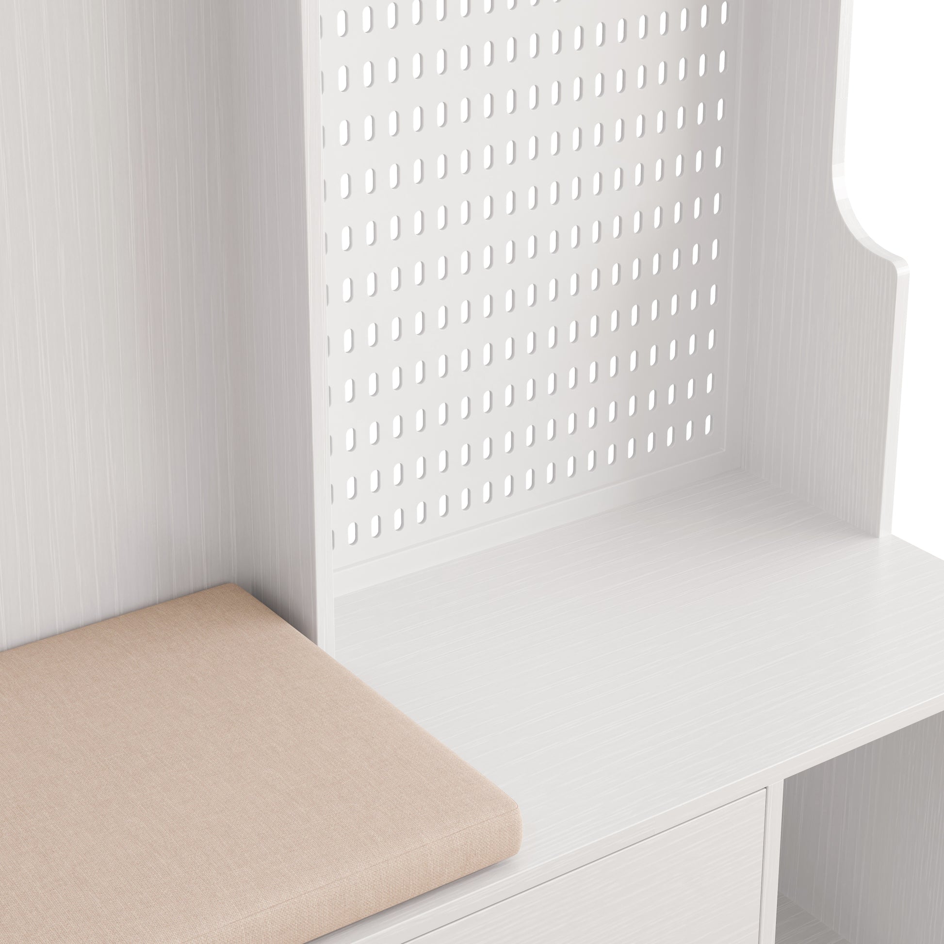 Multi-purpose Hallway Hall Tree with Removable Linen Cushioned Entryway Bench, Coat Rack, Storage-UH Decor-Default-Urbanheer