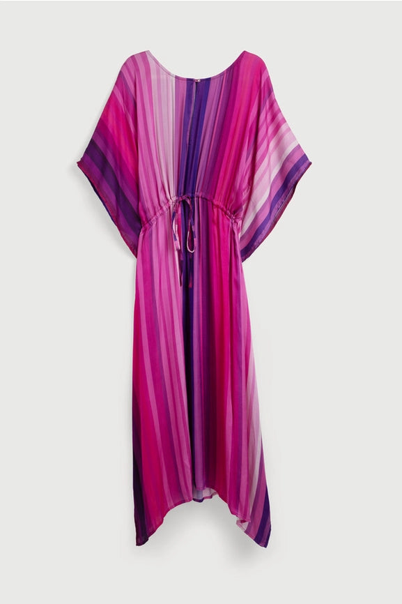 Multicolor Kaftan Striped Tie Waist-Kaftan-SAACHI-Pink-Urbanheer