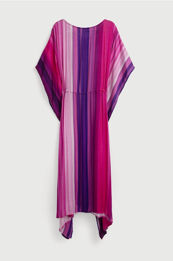Multicolor Kaftan Striped Tie Waist-Kaftan-SAACHI-Pink-Urbanheer