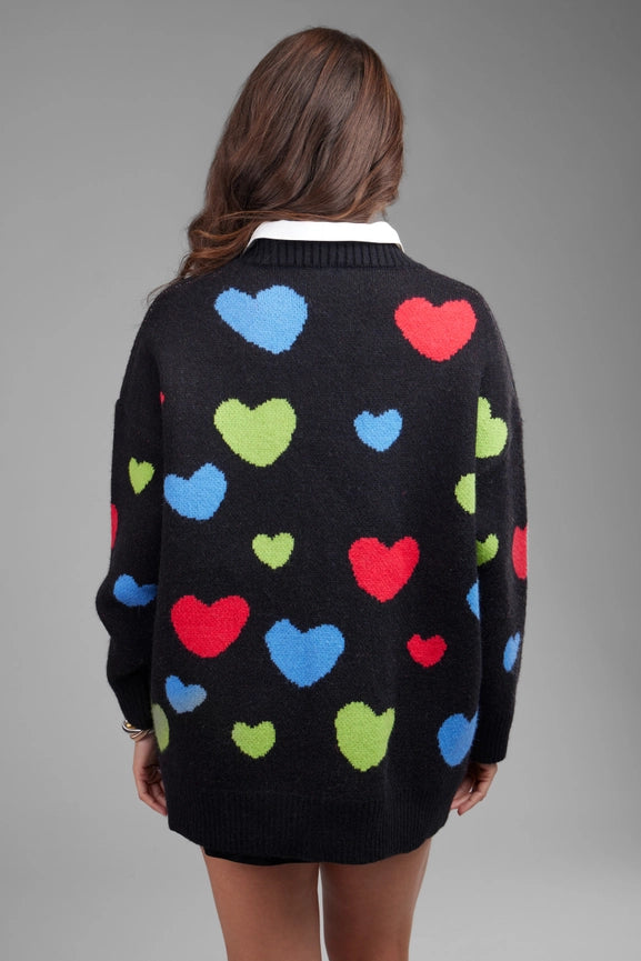 Multicolored Heart Buttoned Cardigan-Cardigan-SAACHI-Multicolored-Urbanheer