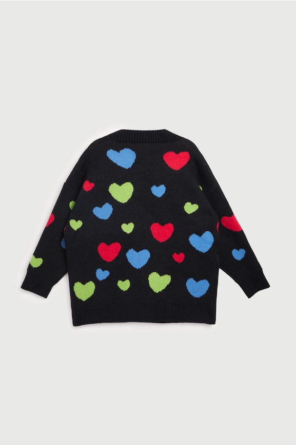 Multicolored Heart Buttoned Cardigan-Cardigan-SAACHI-Multicolored-Urbanheer