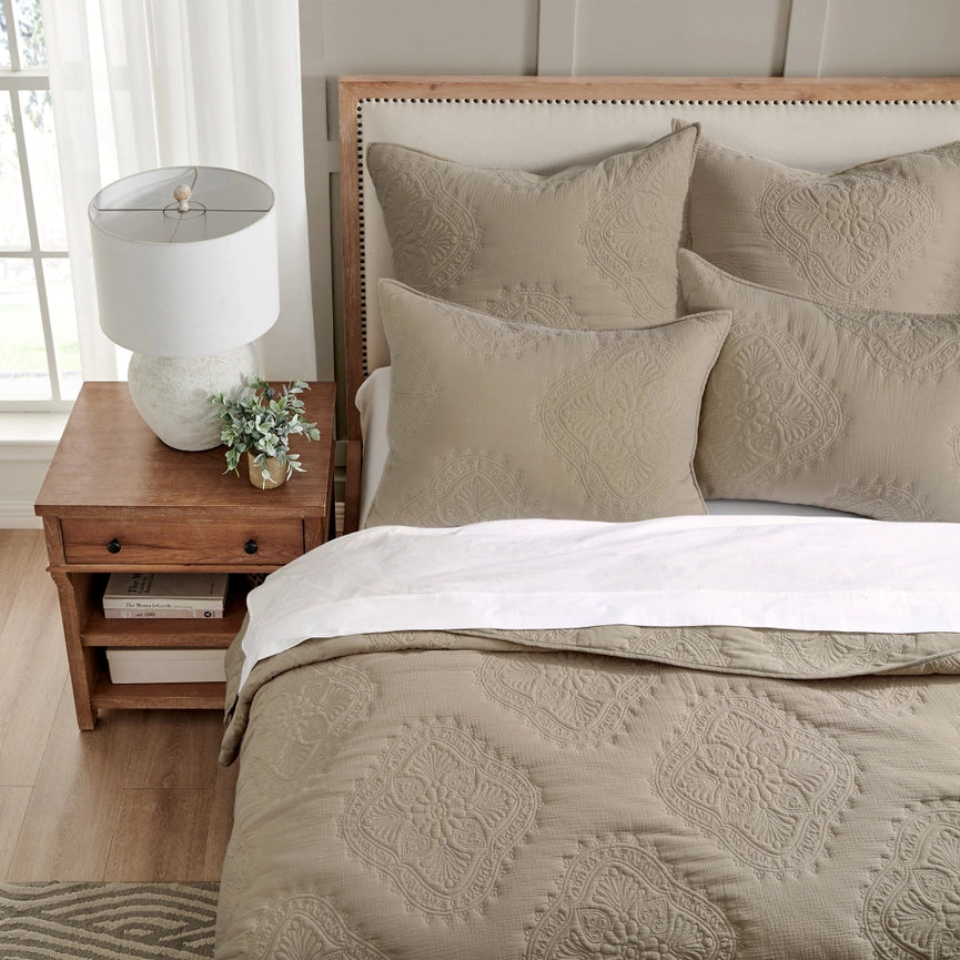 Muslin Stitch Quilt Set Taupe-Set-Levtex Home-Twin/Twin XL-Taupe-Urbanheer