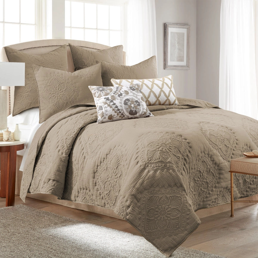 Muslin Stitch Quilt Set Taupe-Set-Levtex Home-Twin/Twin XL-Taupe-Urbanheer