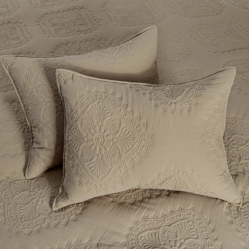 Muslin Stitch Quilt Set Taupe-Set-Levtex Home-Twin/Twin XL-Taupe-Urbanheer