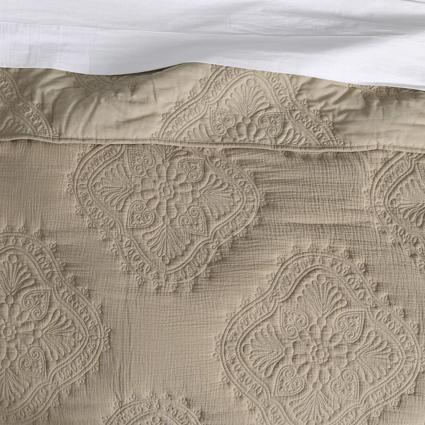 Muslin Stitch Quilt Set Taupe-Set-Levtex Home-Twin/Twin XL-Taupe-Urbanheer