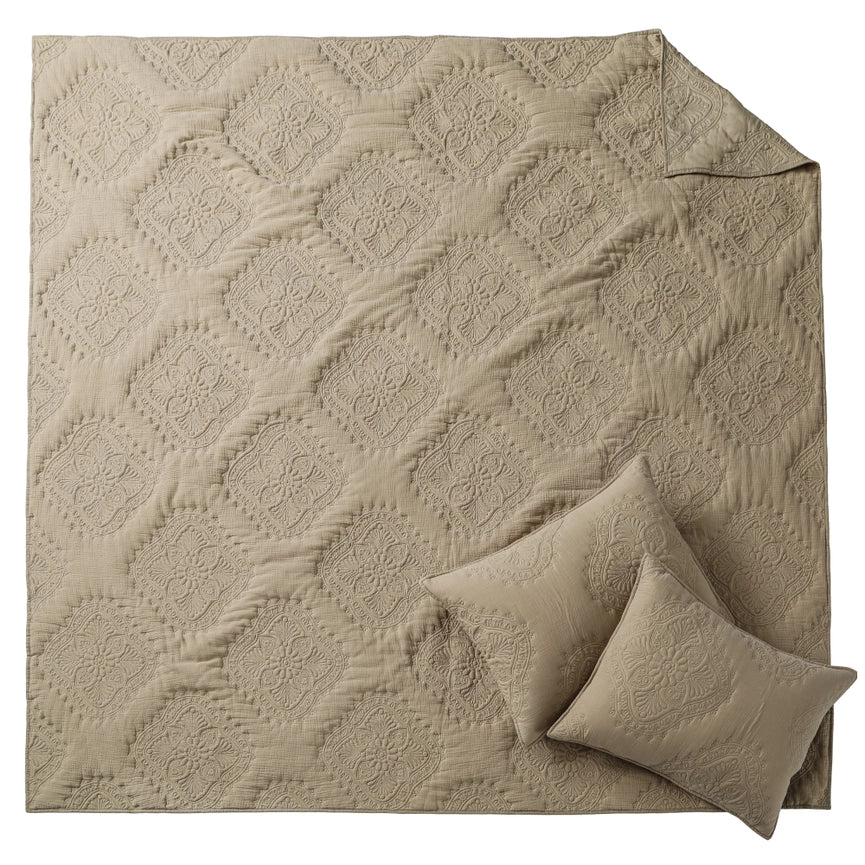 Muslin Stitch Quilt Set Taupe-Set-Levtex Home-Twin/Twin XL-Taupe-Urbanheer