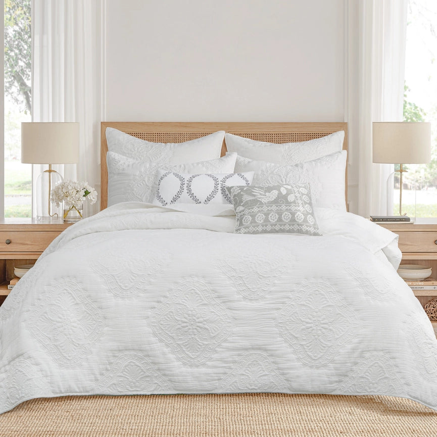 Muslin Stitch Quilt Set White-Set-Levtex Home-Twin/Twin XL-White-Urbanheer