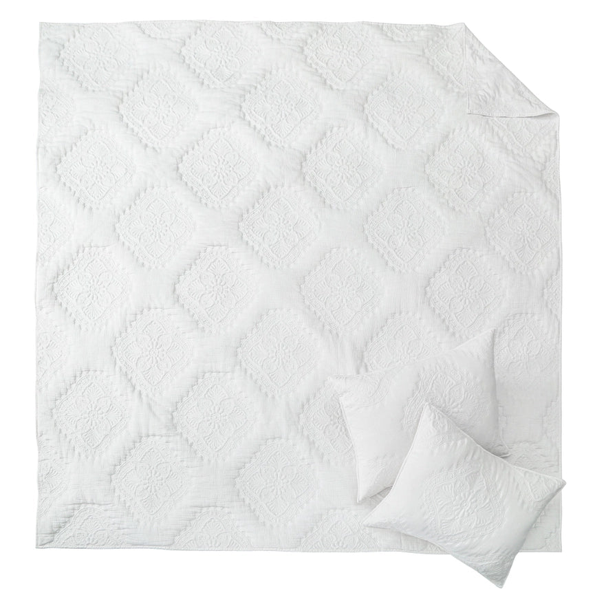Muslin Stitch Quilt Set White-Set-Levtex Home-Twin/Twin XL-White-Urbanheer
