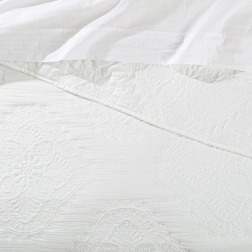 Muslin Stitch Quilt Set White-Set-Levtex Home-Twin/Twin XL-White-Urbanheer