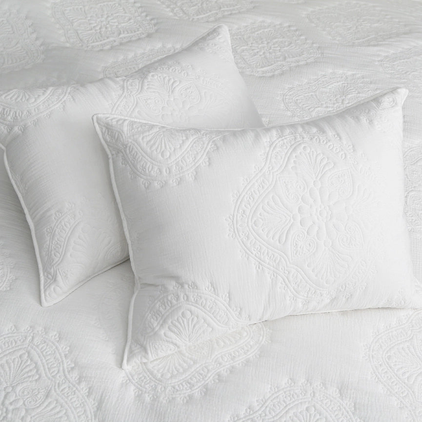 Muslin Stitch Quilt Set White-Set-Levtex Home-Twin/Twin XL-White-Urbanheer