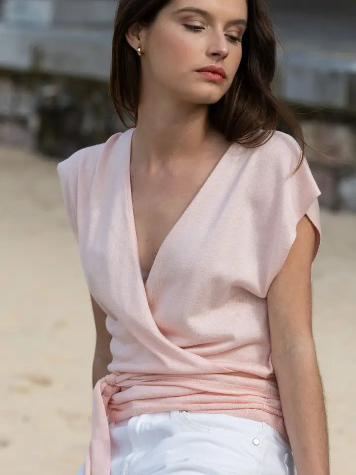 Mykonos Silk and Cashmere Top Light Pink-Top-Bel Cashmere S.C.-S-Light Pink-Urbanheer