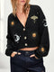 Mysterious Universe Sun & Moon Embroidered Cropped Cardigan