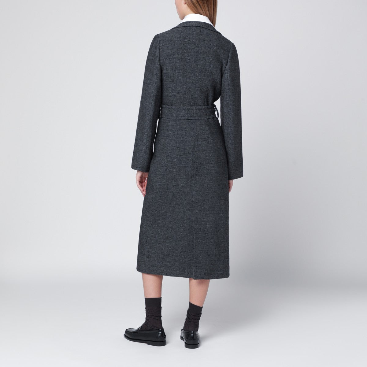 NAMACHEKO Grey wool coat with belt