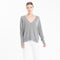 NAMI 23 Pull col V en cachemire avec bande couleur gris/mandarine-col v femme-Studio Cashmere8-L-XL-SC8-00910-gris clair/mandarine-Urbanheer
