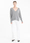 NAMI 23 Pull col V en cachemire avec bande couleur gris/mandarine-col v femme-Studio Cashmere8-L-XL-SC8-00910-gris clair/mandarine-Urbanheer