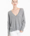 NAMI 23 Pull col V en cachemire avec bande couleur gris/mandarine-col v femme-Studio Cashmere8-L-XL-SC8-00910-gris clair/mandarine-Urbanheer