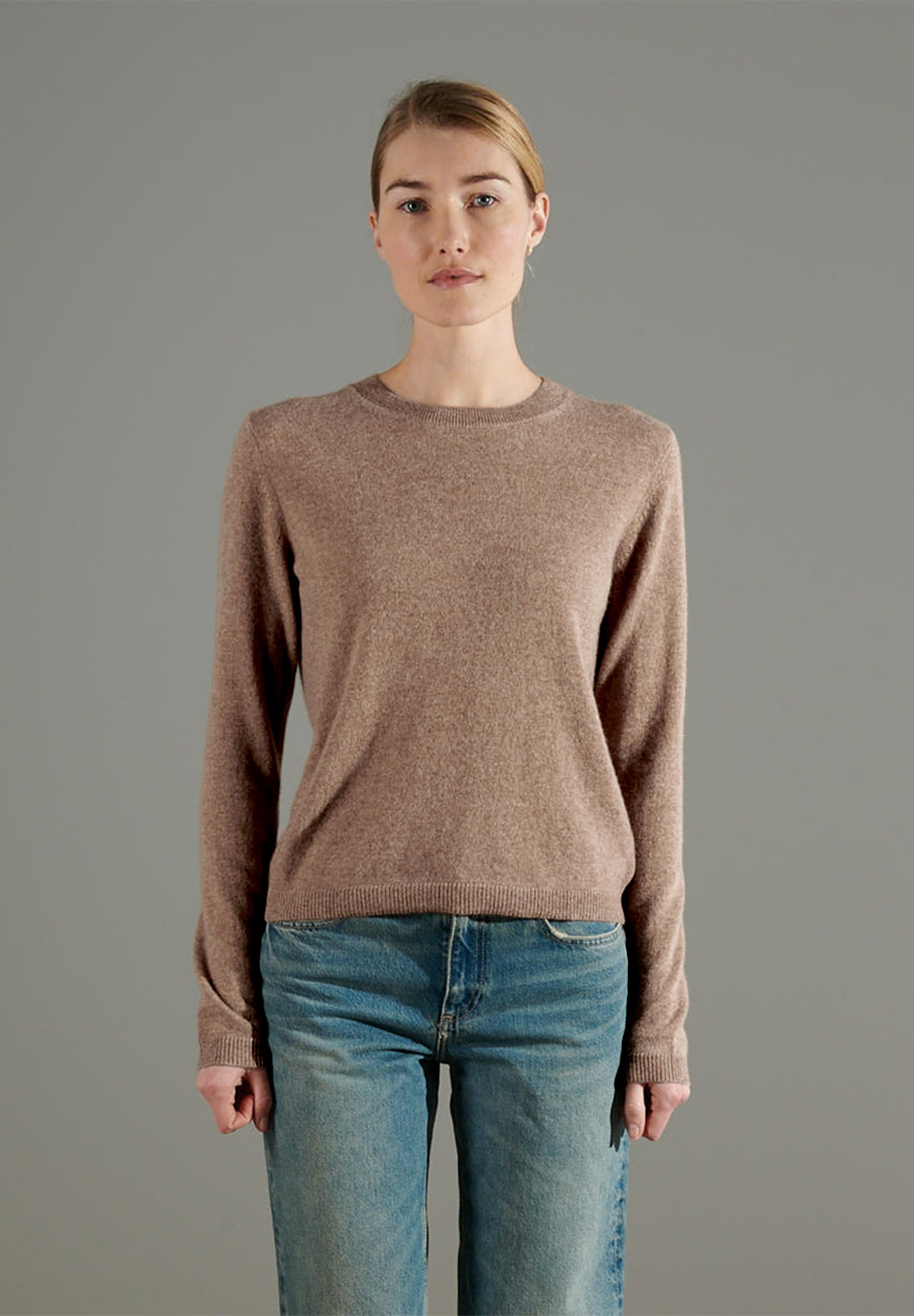 NAMI 4 Pull col rond en cachemire taupe-col rond femme-Studio Cashmere8-S-SC8-00929-taupe-Urbanheer
