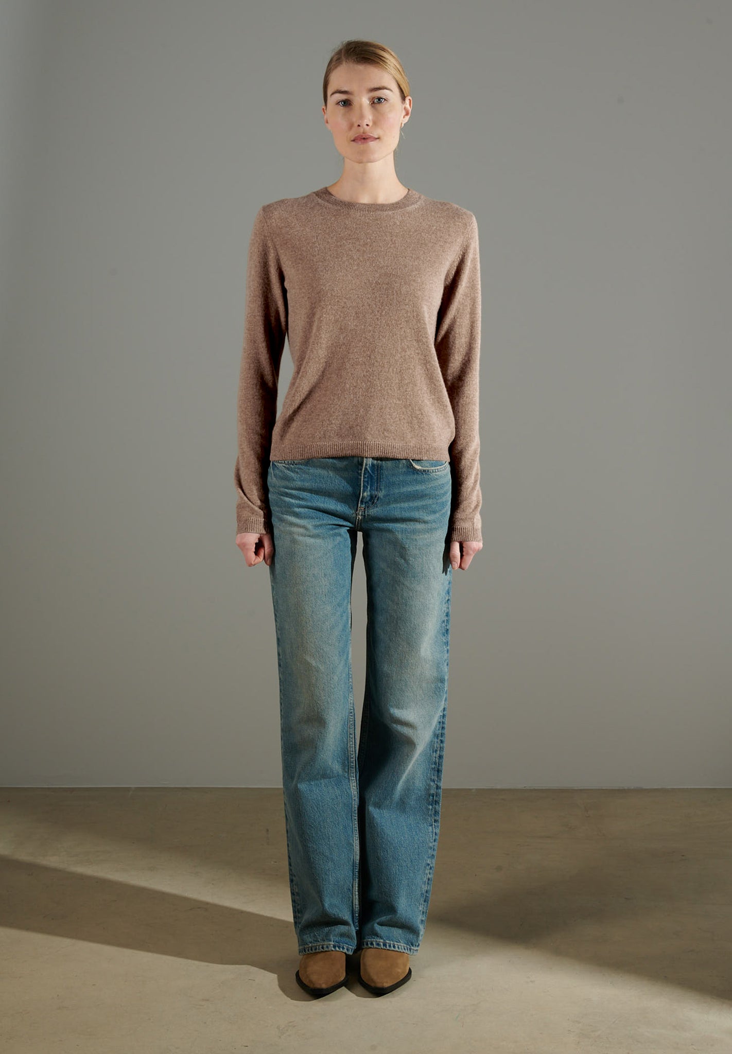 NAMI 4 Pull col rond en cachemire taupe-col rond femme-Studio Cashmere8-S-SC8-00929-taupe-Urbanheer