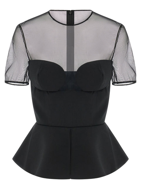 Nensi Dojaka Tailored Bustier With Sheer Neckline Top