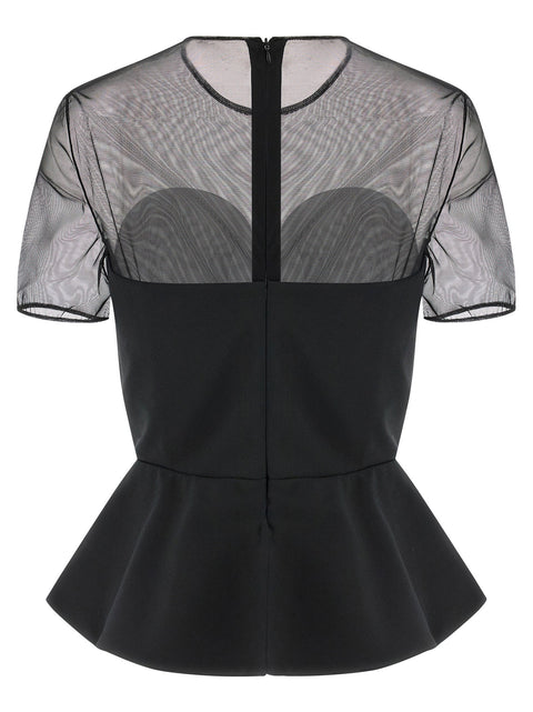 Nensi Dojaka Tailored Bustier With Sheer Neckline Top