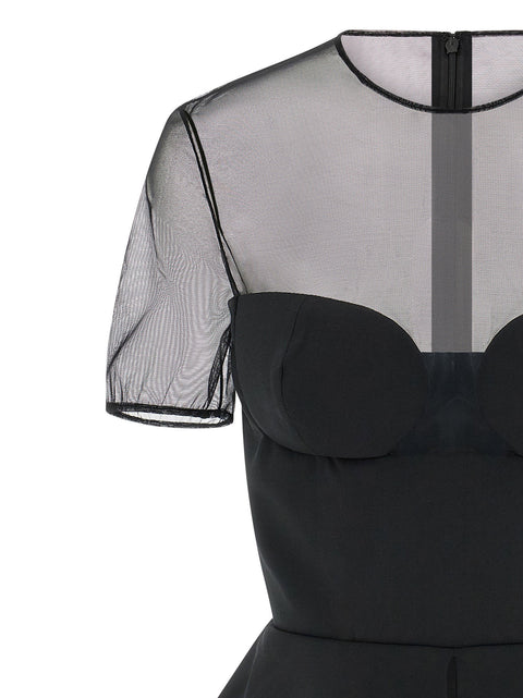 Nensi Dojaka Tailored Bustier With Sheer Neckline Top