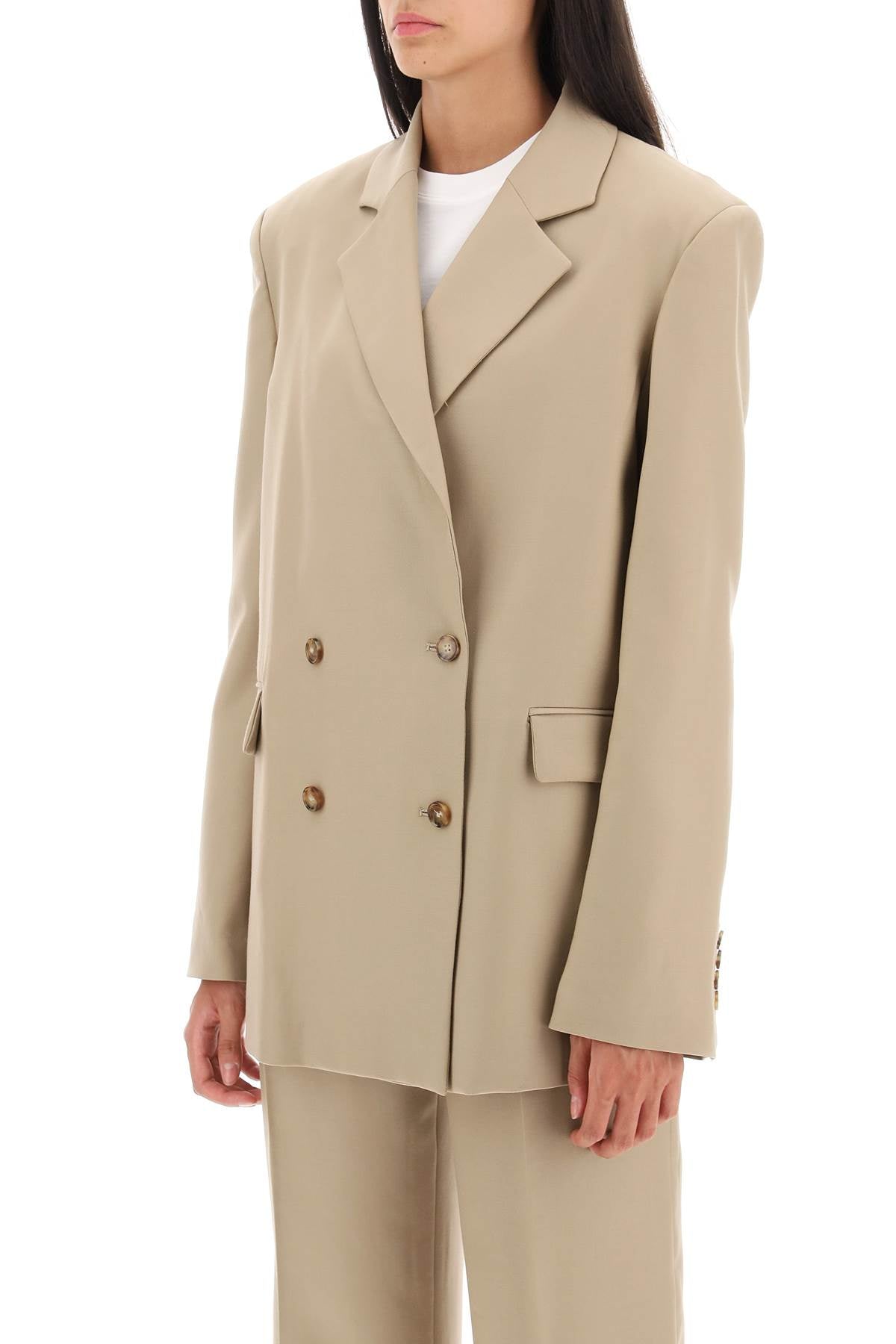 Beige Loulou Studio Donau Double-Breasted Blazer-Loulou Studio-S-Urbanheer