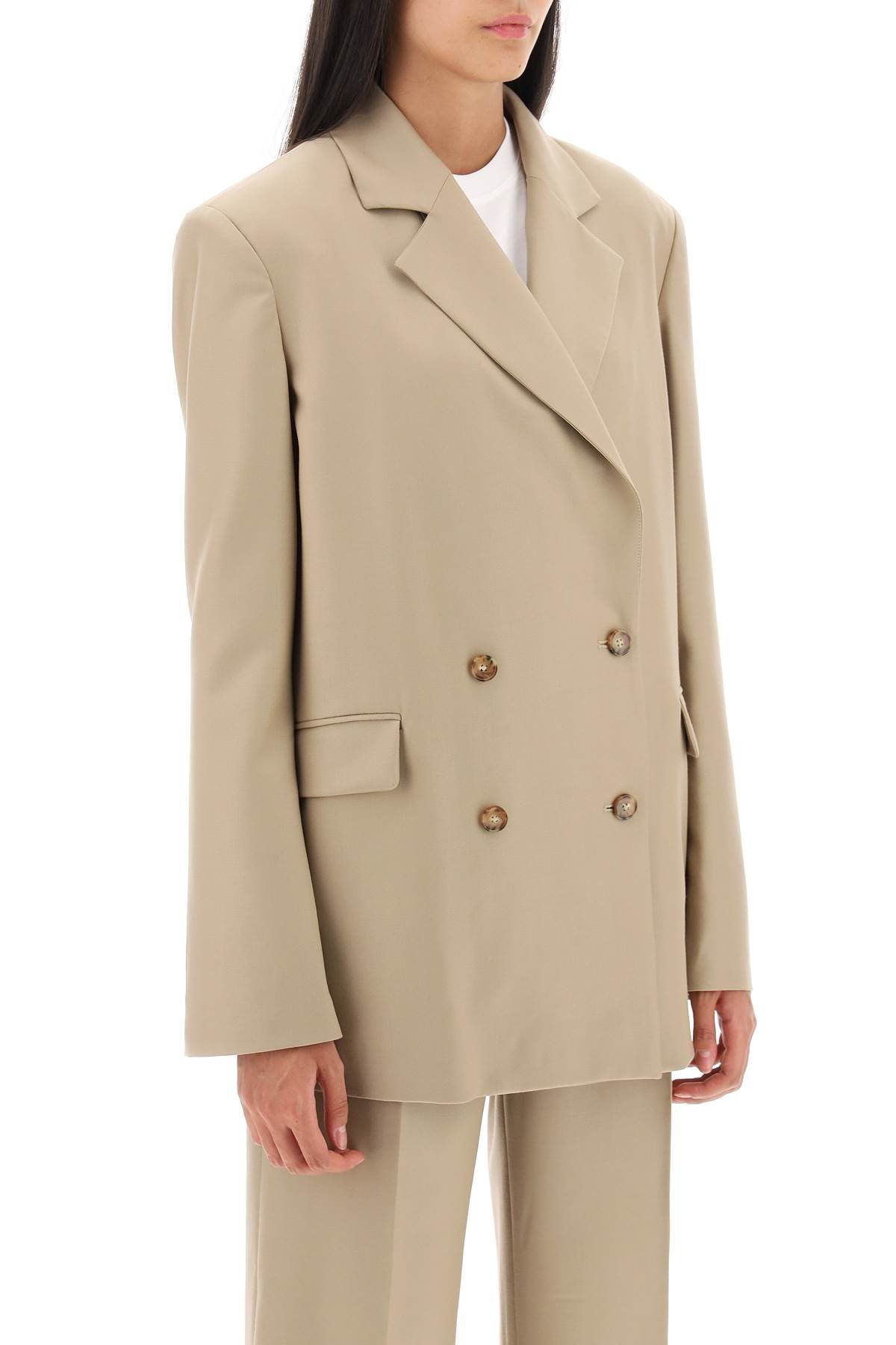 Beige Loulou Studio Donau Double-Breasted Blazer-Loulou Studio-S-Urbanheer