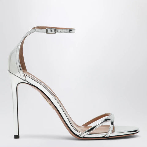 Aquazzura Nuda 85 sandals in silver metallic leather