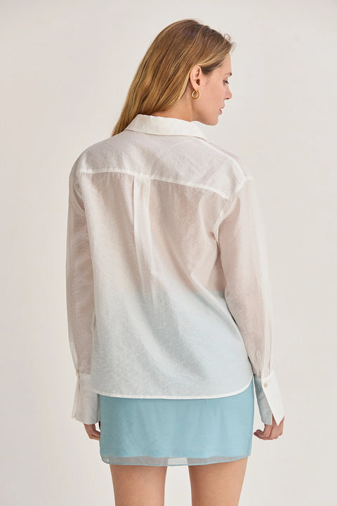 Nadia Tencel Blend Sheer Button Up