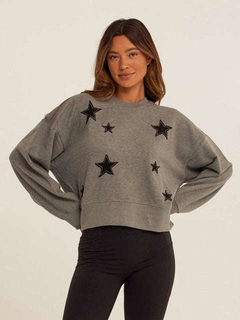 Naia Cotton Blend Terry Patchwork Pullover