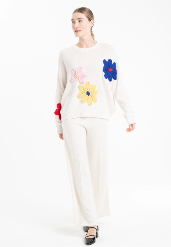 Nami 27 4-ply Cashmere Crew Neck Sweater with Embroidered Flower-Sweater-STUDIO CASHMERE8-S/M-multicoloured-Urbanheer