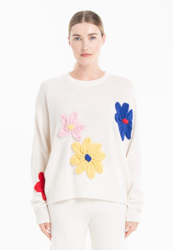 Nami 27 4-ply Cashmere Crew Neck Sweater with Embroidered Flower-Sweater-STUDIO CASHMERE8-S/M-multicoloured-Urbanheer