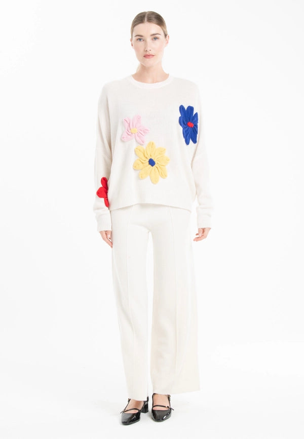 Nami 27 4-ply Cashmere Crew Neck Sweater with Embroidered Flower-Sweater-STUDIO CASHMERE8-S/M-multicoloured-Urbanheer