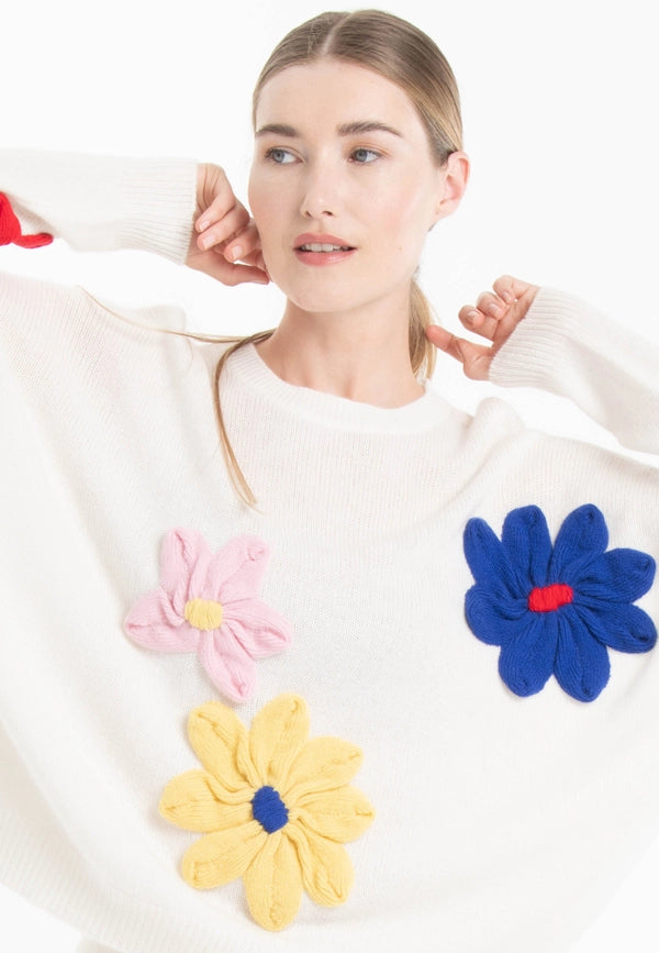 Nami 27 4-ply Cashmere Crew Neck Sweater with Embroidered Flower-Sweater-STUDIO CASHMERE8-S/M-multicoloured-Urbanheer