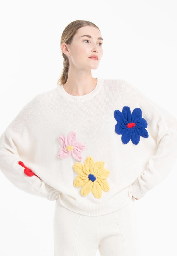Nami 27 4-ply Cashmere Crew Neck Sweater with Embroidered Flower-Sweater-STUDIO CASHMERE8-S/M-multicoloured-Urbanheer