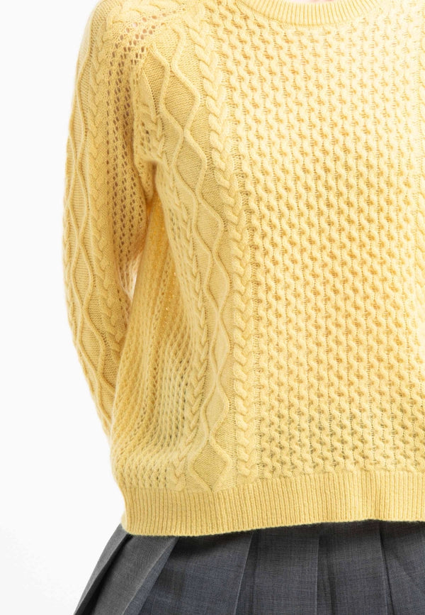 Nami 28 4-ply Twisted Round Neck Sweater in Yellow Cashmere-Sweater-STUDIO CASHMERE8-S/M-yellow-Urbanheer