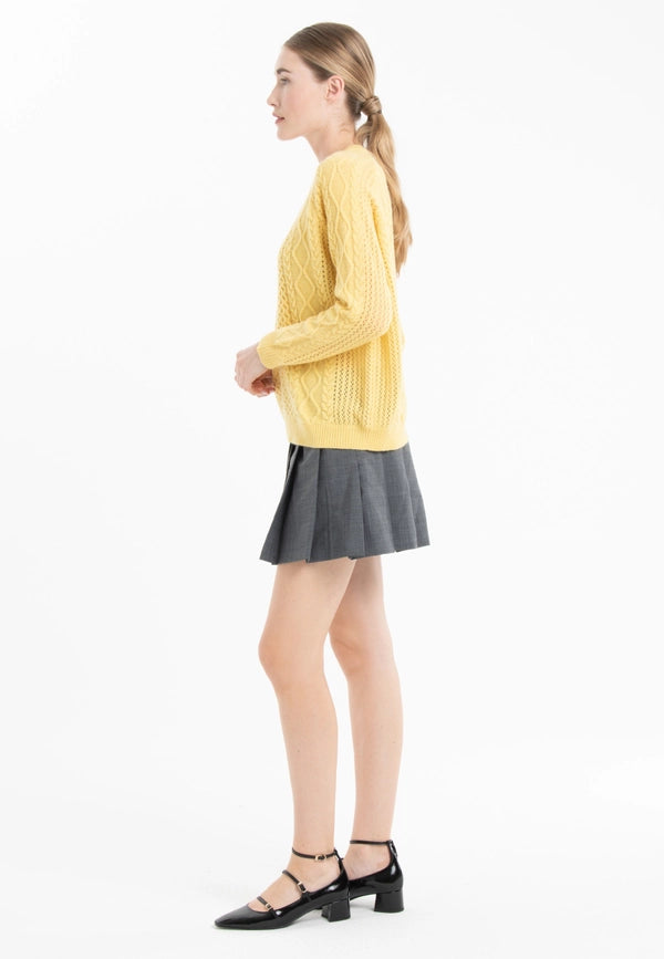Nami 28 4-ply Twisted Round Neck Sweater in Yellow Cashmere-Sweater-STUDIO CASHMERE8-S/M-yellow-Urbanheer