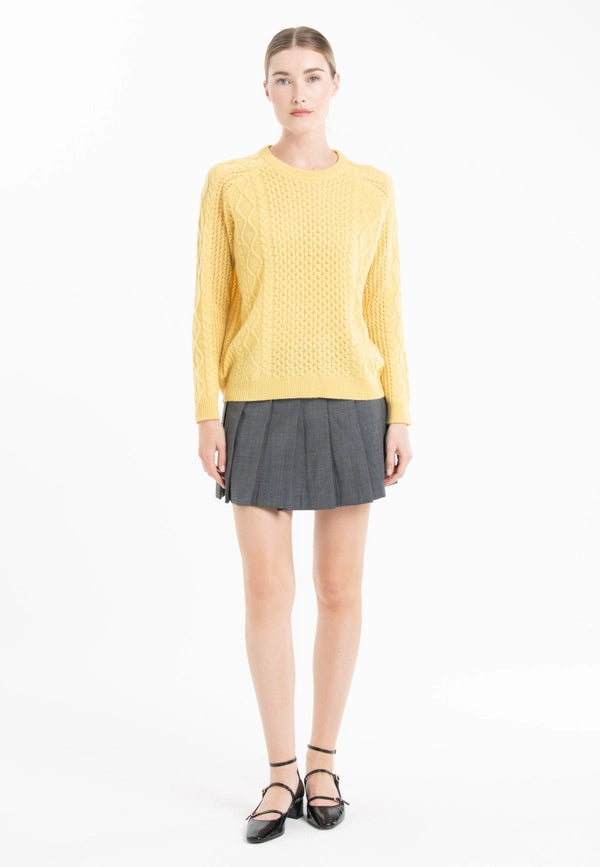 Nami 28 4-ply Twisted Round Neck Sweater in Yellow Cashmere-Sweater-STUDIO CASHMERE8-S/M-yellow-Urbanheer
