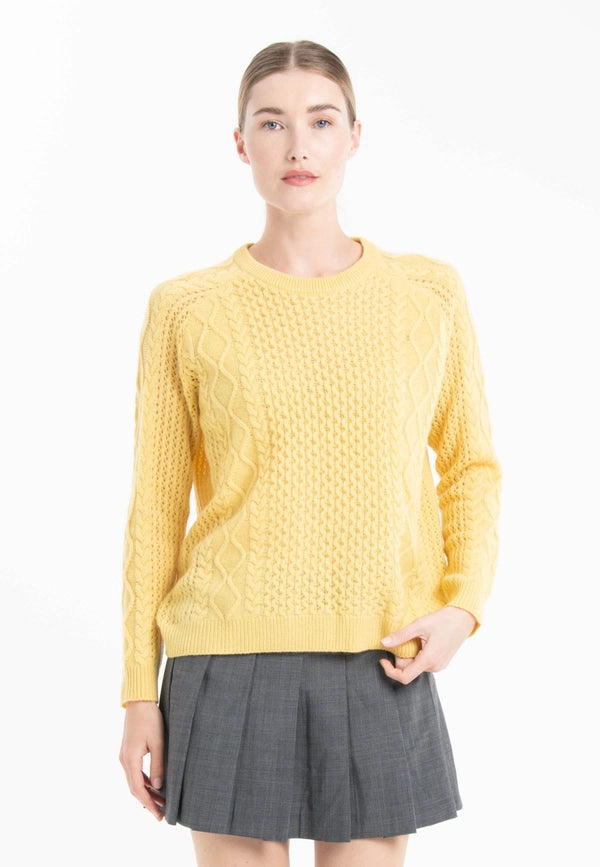 Nami 28 4-ply Twisted Round Neck Sweater in Yellow Cashmere-Sweater-STUDIO CASHMERE8-S/M-yellow-Urbanheer