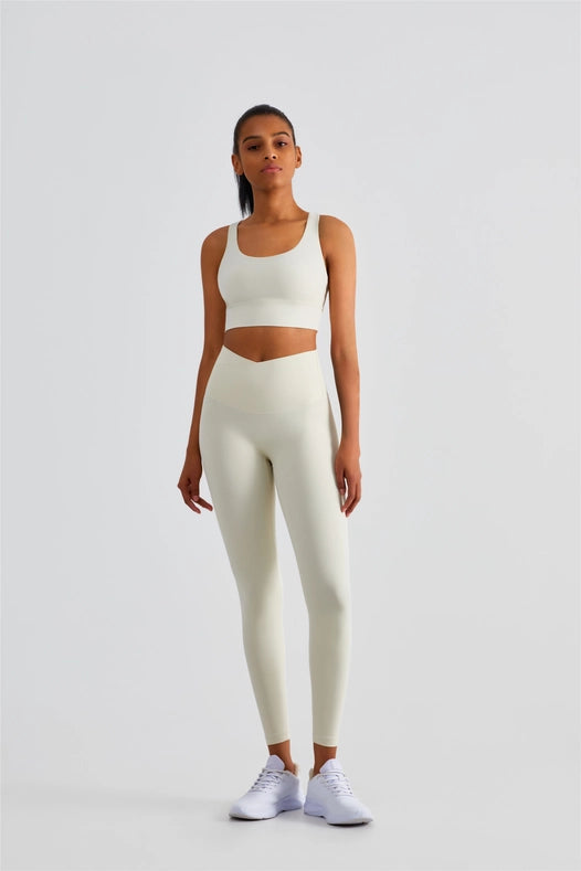 Naomi Cross Over High Waist Leggings Ivory-Leggings-91thelabel-S-Urbanheer