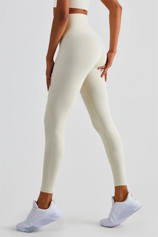 Naomi Cross Over High Waist Leggings Ivory-Leggings-91thelabel-S-Urbanheer