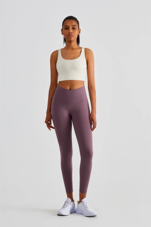 Naomi Cross Over High Waist Leggings Mauve-Leggings-91thelabel-S-Urbanheer