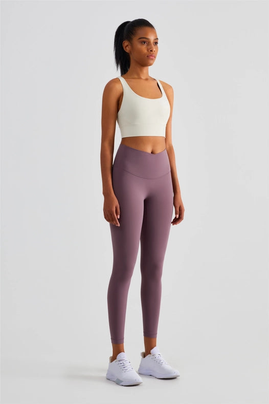 Naomi Cross Over High Waist Leggings Mauve-Leggings-91thelabel-S-Urbanheer